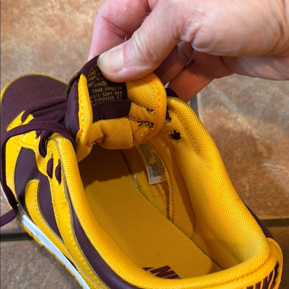 Nike Low Dunk Retro Burgundy and Gold Athletic Shoes - Picture 6 of 6